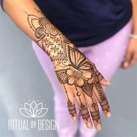 Butterfly Mehndi Design for Back Hand