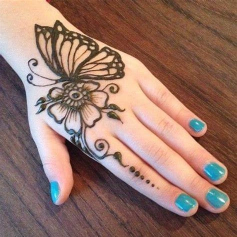 Butterfly Mehndi Design for Back Hand