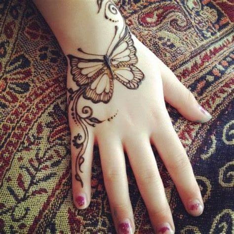 Butterfly Mehndi Design for Back Hand