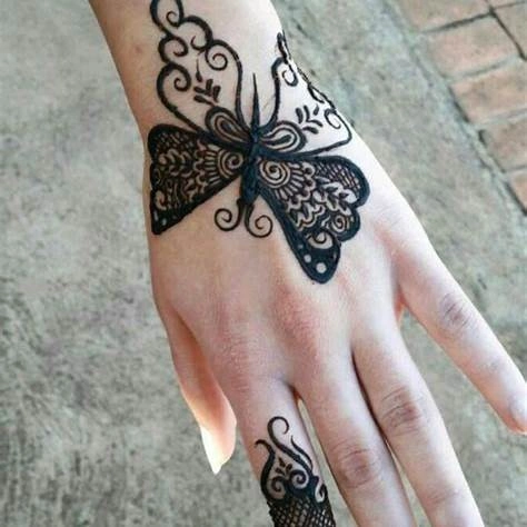 Butterfly Mehndi Design for Front Hand