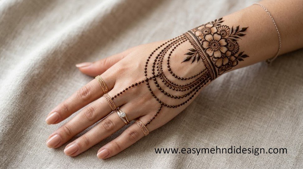 Stylish Back Hand Mehndi Design