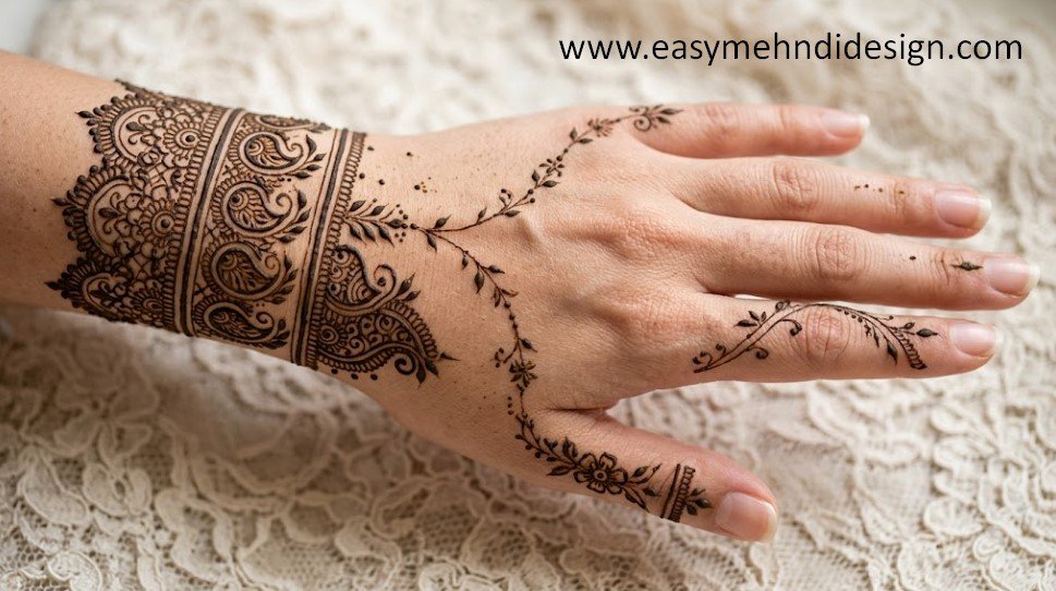Stylish Back Hand Mehndi Design