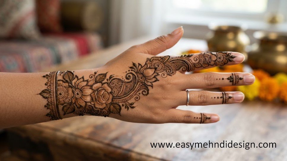 Stylish Back Hand Mehndi Design