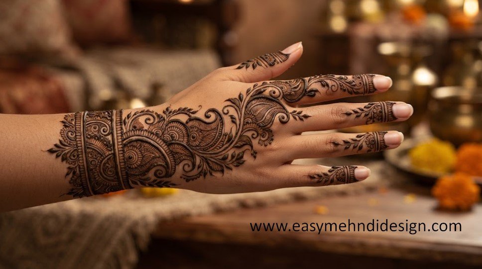 Stylish Back Hand Mehndi Design