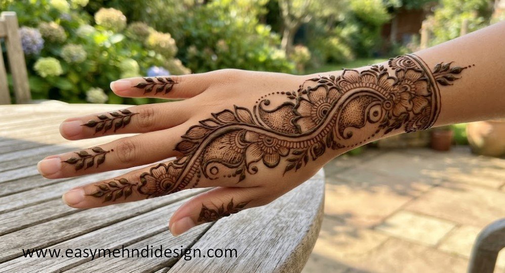 Stylish Back Hand Mehndi Design