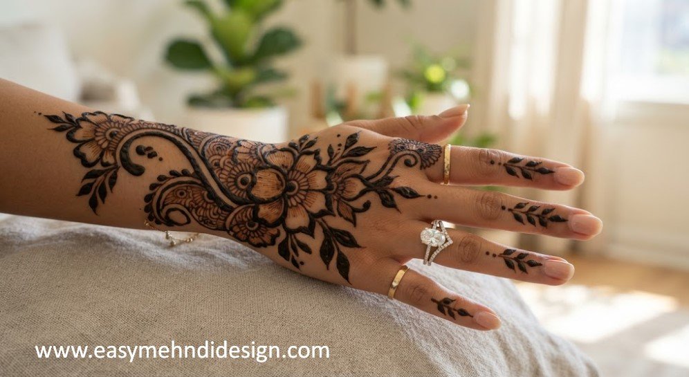 Stylish Back Hand Mehndi Design