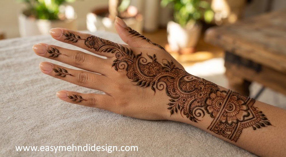 Stylish Back Hand Mehndi Design