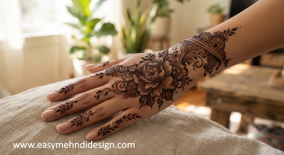 Stylish Back Hand Mehndi Design