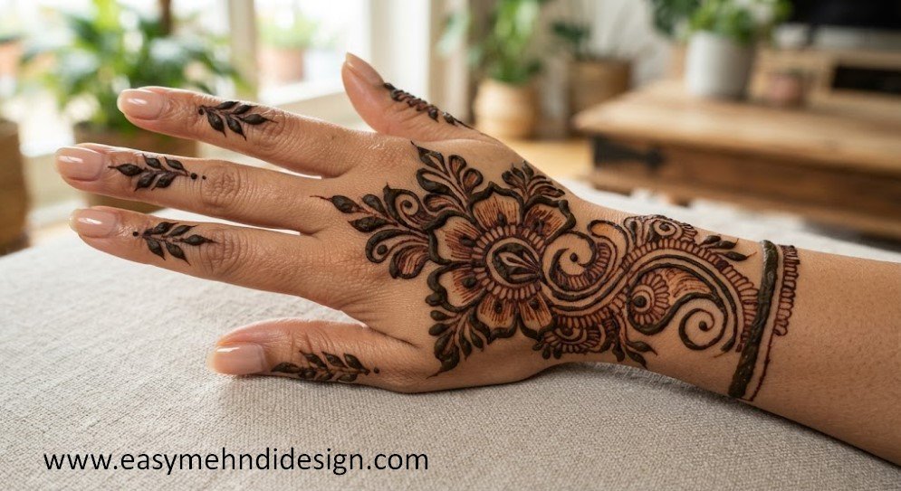 Stylish Back Hand Mehndi Design