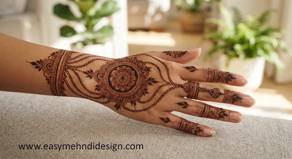 Stylish Back Hand Mehndi Design