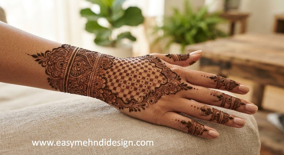 Stylish Back Hand Mehndi Design