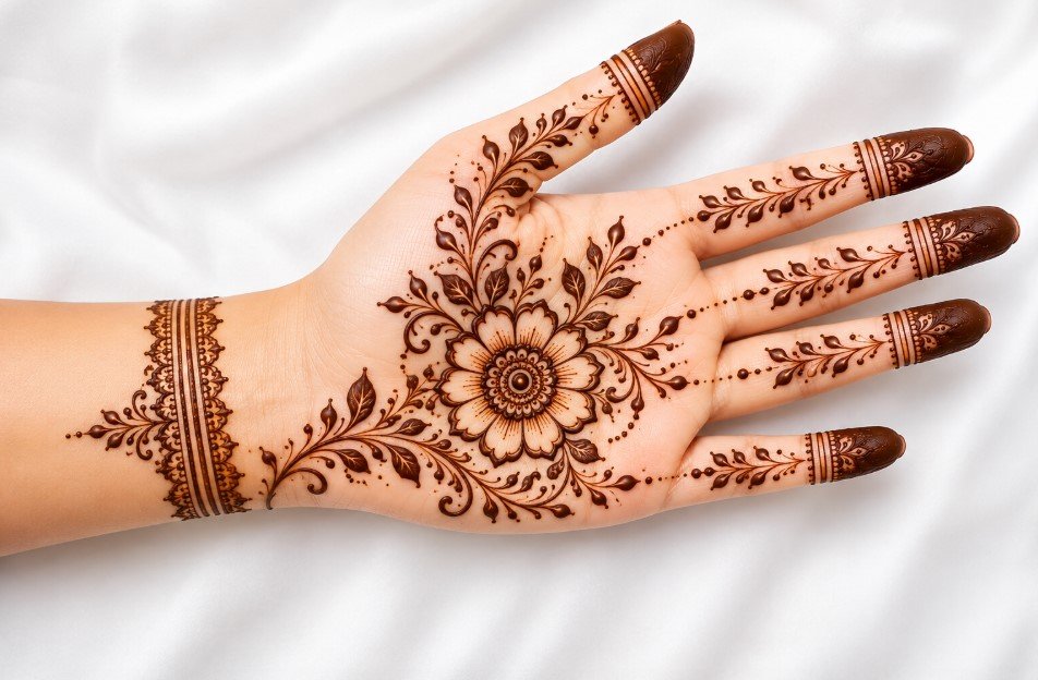 front hand mehndi design