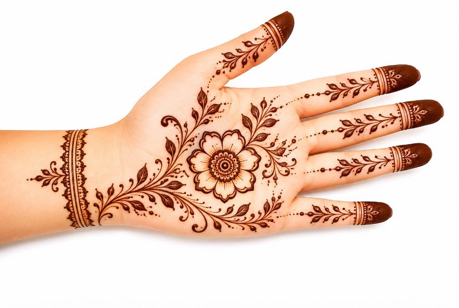 front hand mehndi design